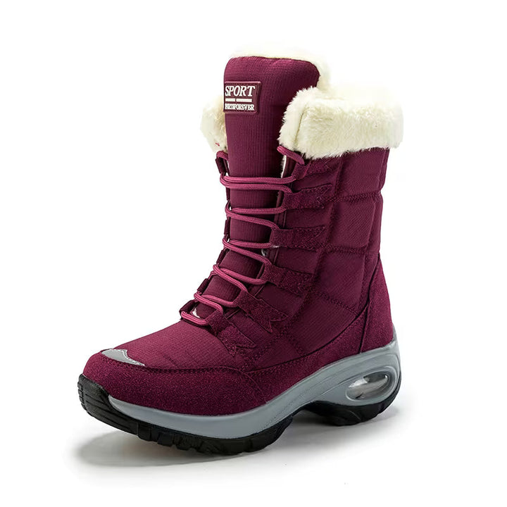 Kris | Women’s Faux Fur Cuff Lace-Up Mid-Calf Snow Boots