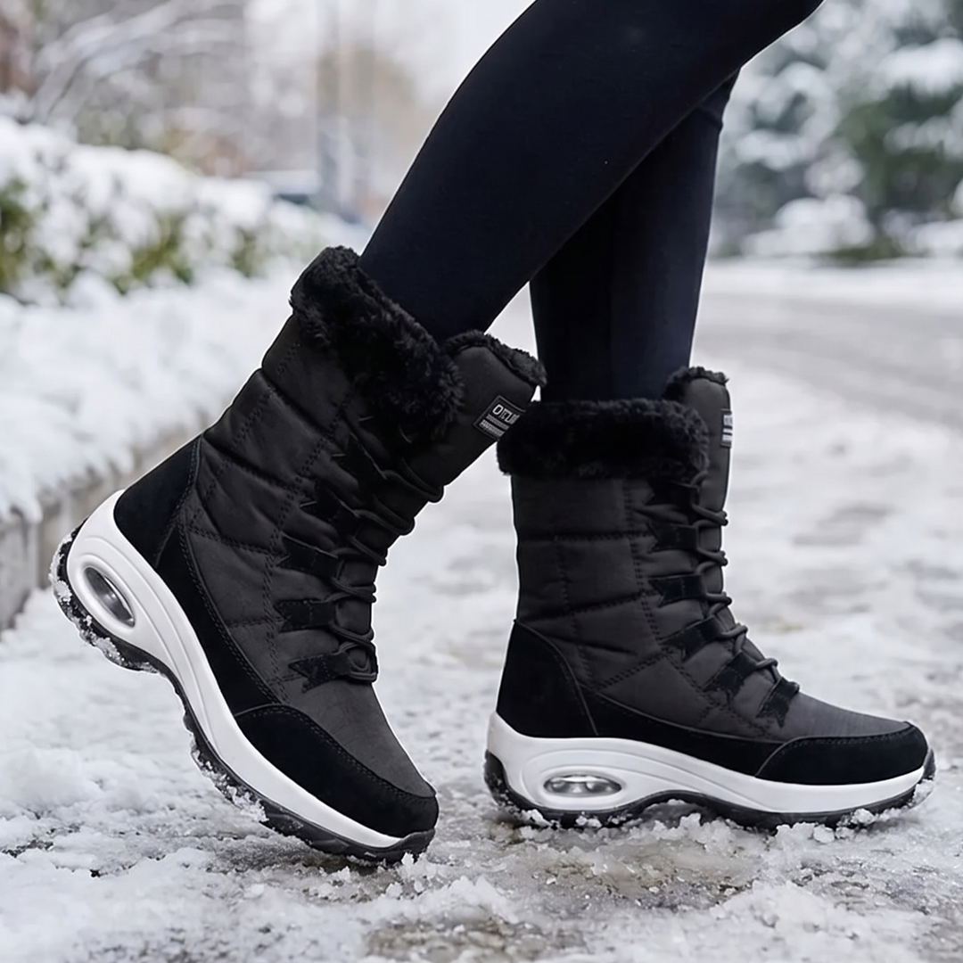 Kris | Women’s Faux Fur Cuff Lace-Up Mid-Calf Snow Boots