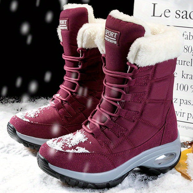 Kris | Women’s Faux Fur Cuff Lace-Up Mid-Calf Snow Boots