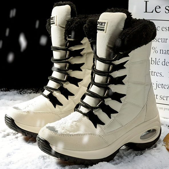 Kris | Women’s Faux Fur Cuff Lace-Up Mid-Calf Snow Boots