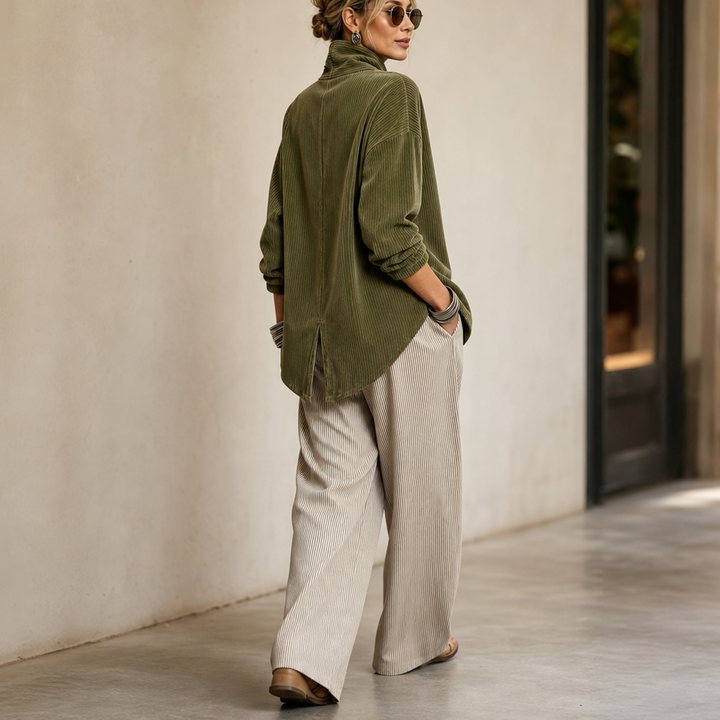 Tina | Asymmetric Corduroy Top