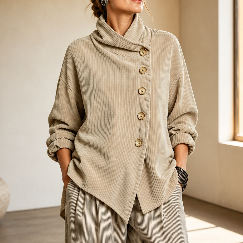 Tina | Asymmetric Corduroy Top